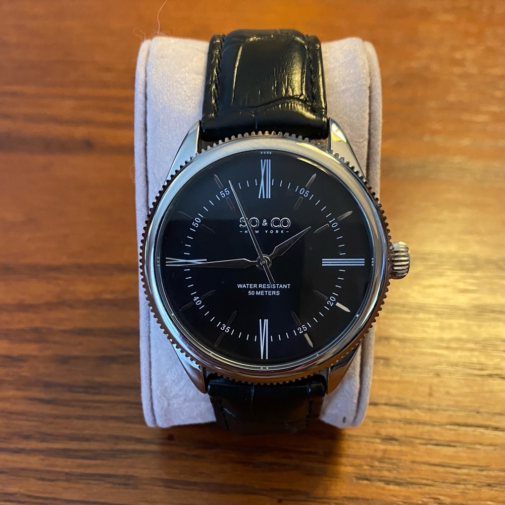 SO&CO men’s Madison leather watch black